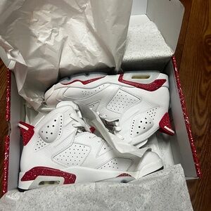 Jordan White and Red High-Top Sneakers (red oreo)